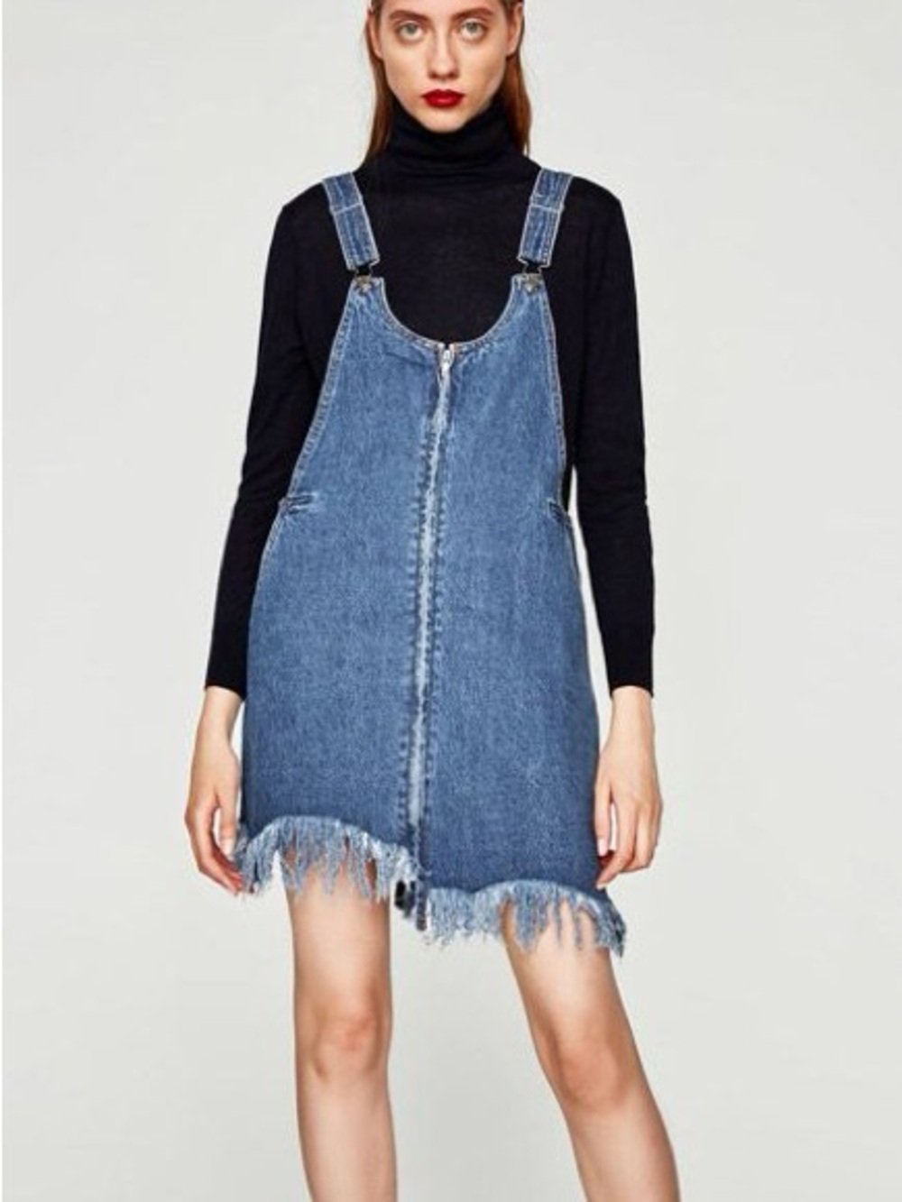 Zara denim zip-up overall mini dress